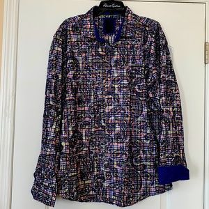 Mens VIA UOMO long sleeve shirt. Size XXL, beautiful embroidery.